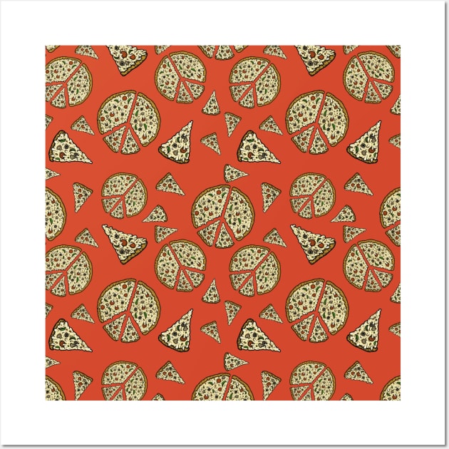 Peace Pizza Pattern Wall Art by Jitterfly